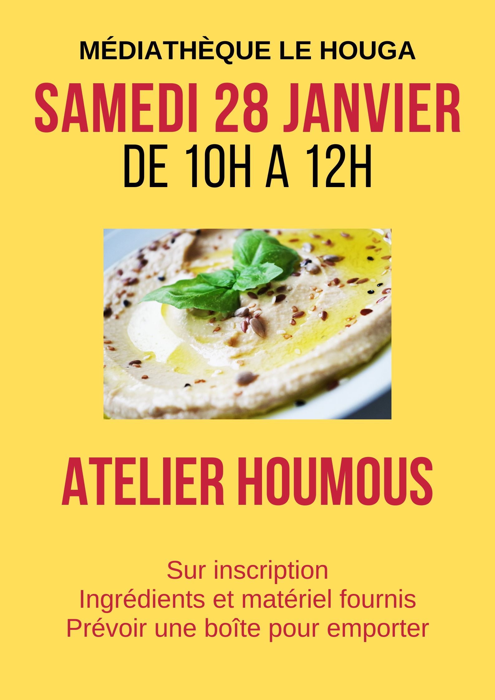 Atelier Cuisine : RV gourmandise autour du HOUMOUS