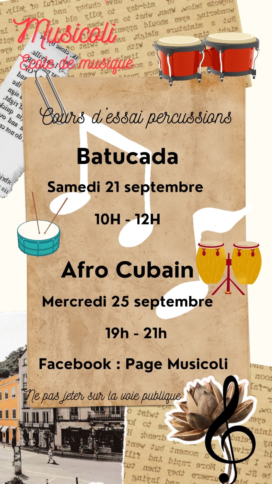 Cours d’essai Batucada, Afro cubain et Chorale