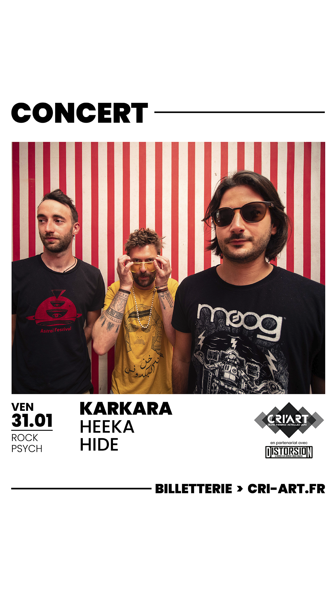 Karkara [rock psych fuzz] + Heeka [rock folk] + Hide [rock folk]