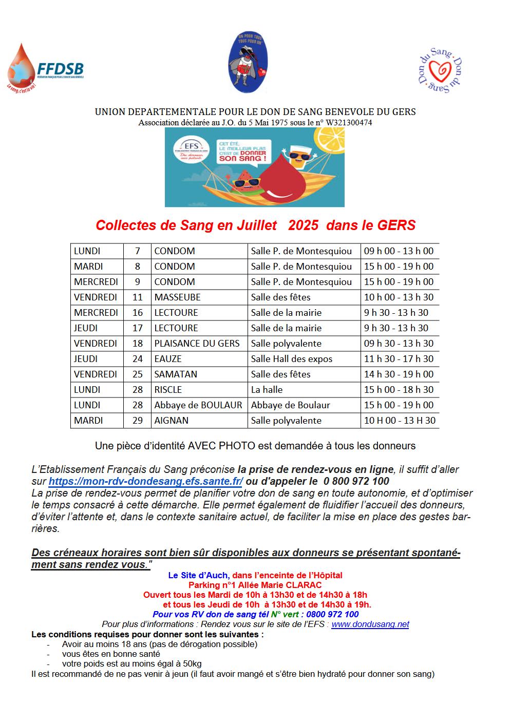 Don du sang juillet 2025