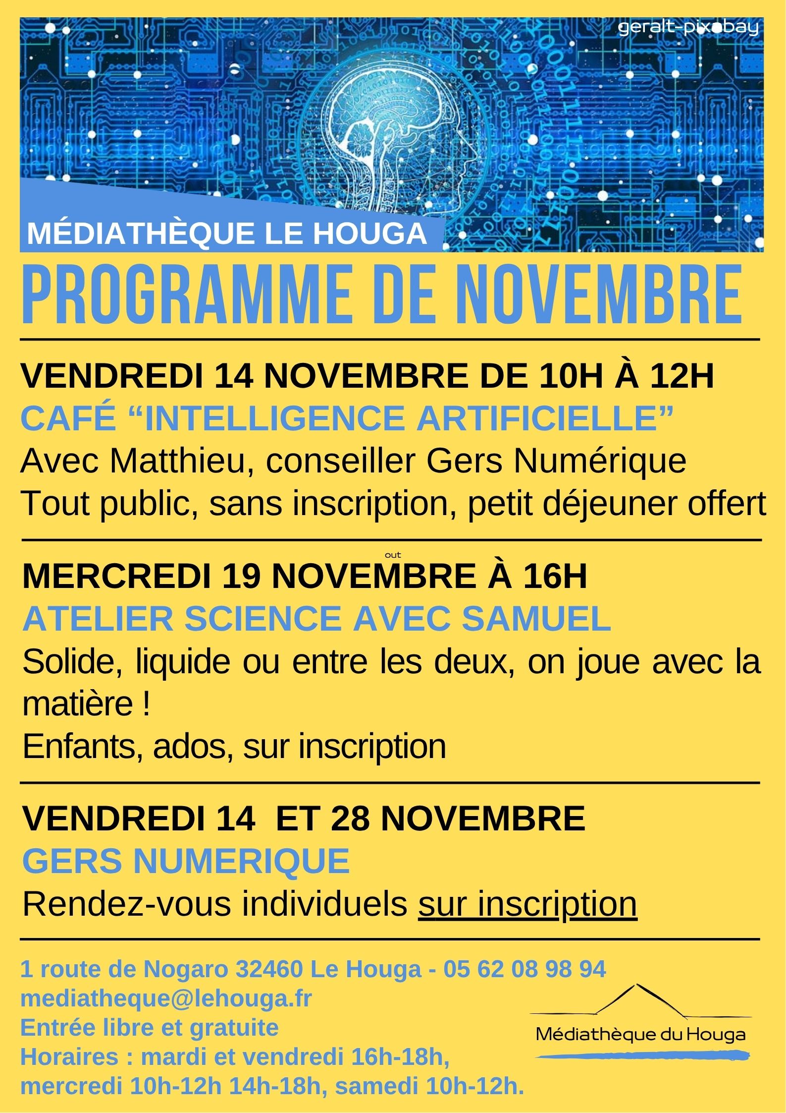 Médiathèque du Houga – Programme de novembre 2025