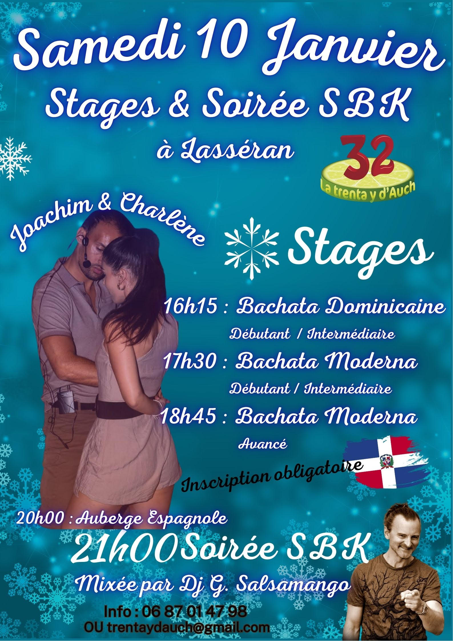 Stages avec Joachim & Charlène – Soirée SBK avec G. Salsamango à Lasséran
