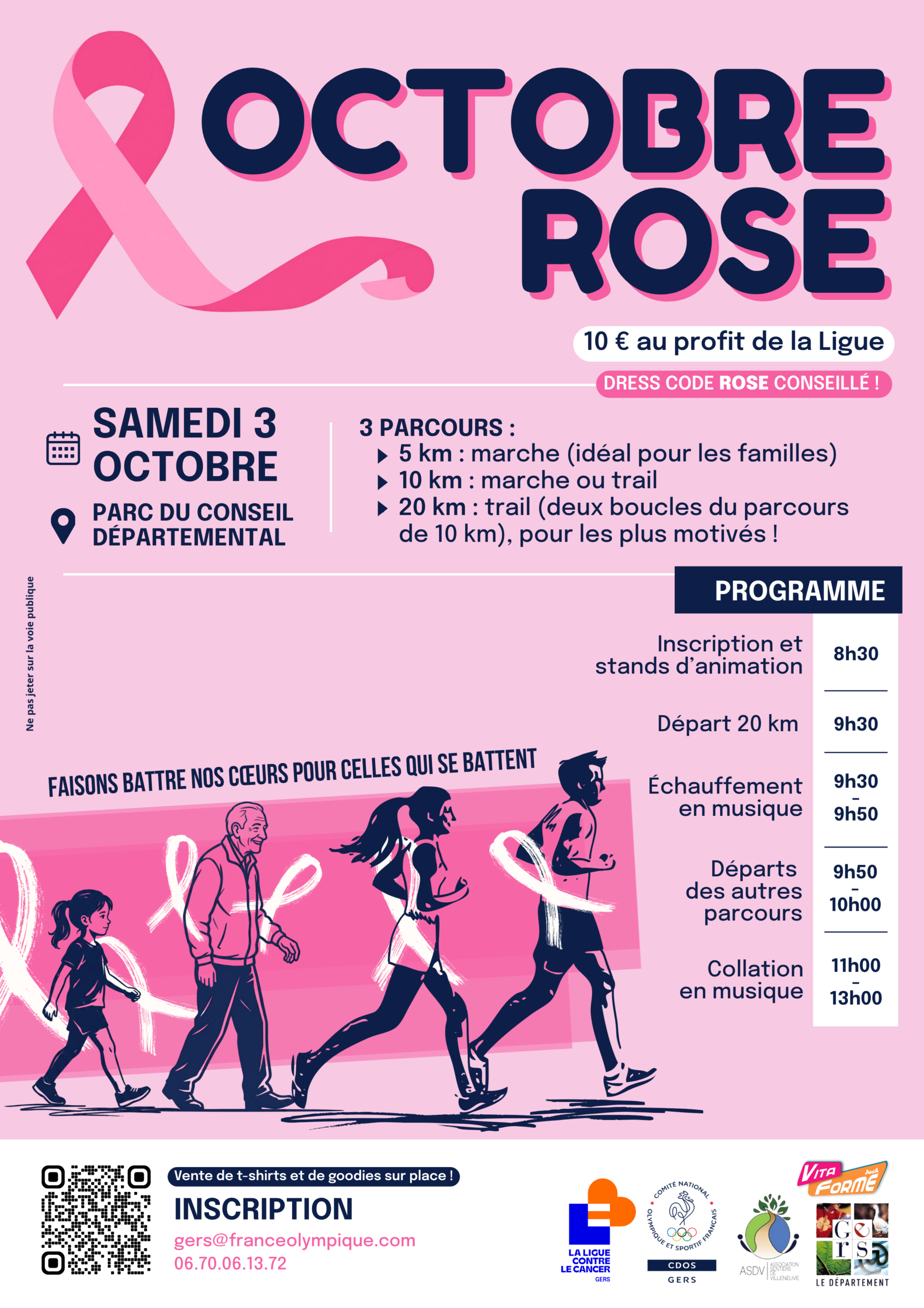 Octobre Rose avec des marches et des trails : 5, 10 et 20km