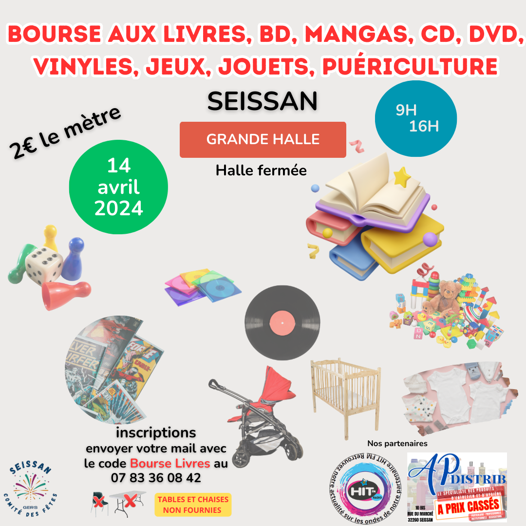 Bourse aux Livres, Bd, Manga, CD, DVD, Vinyles, Jeux, Jouets, Puériculture