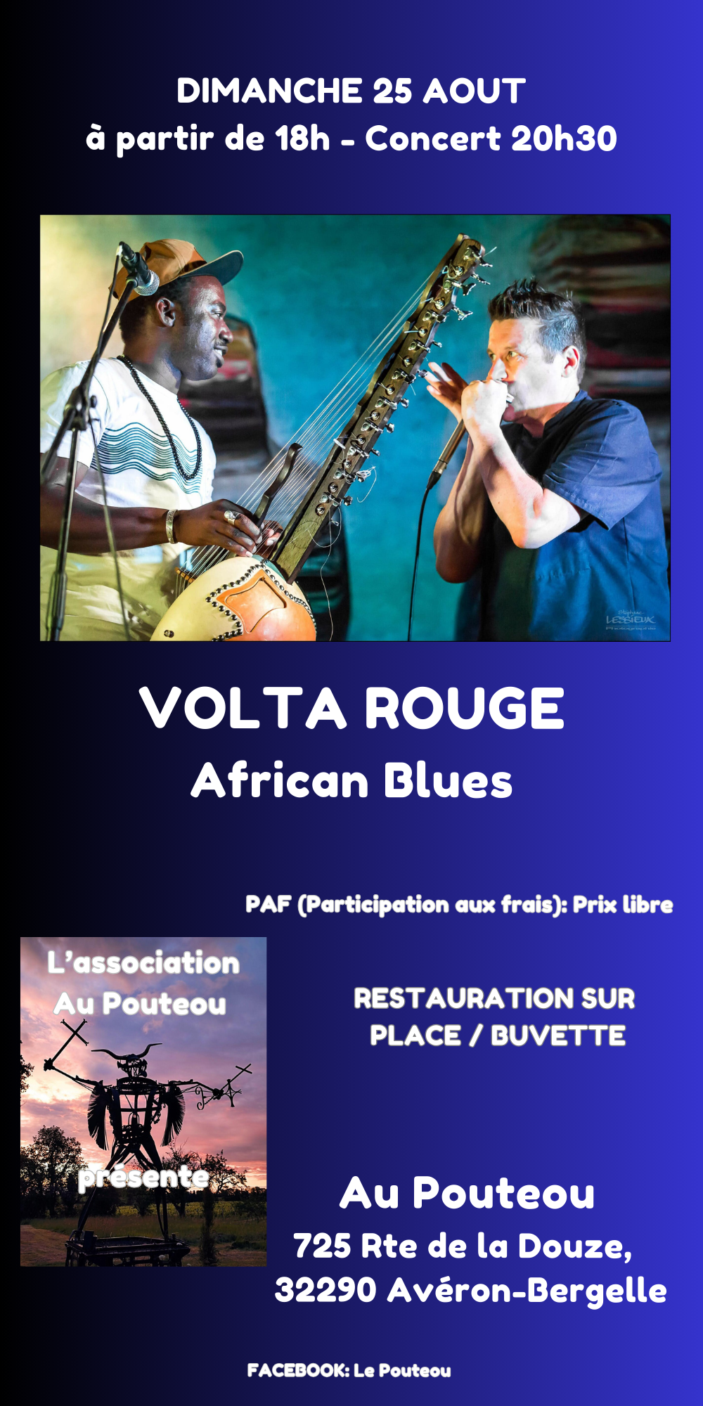 Concert au Poutéou – VOLTA ROUGE African Blues