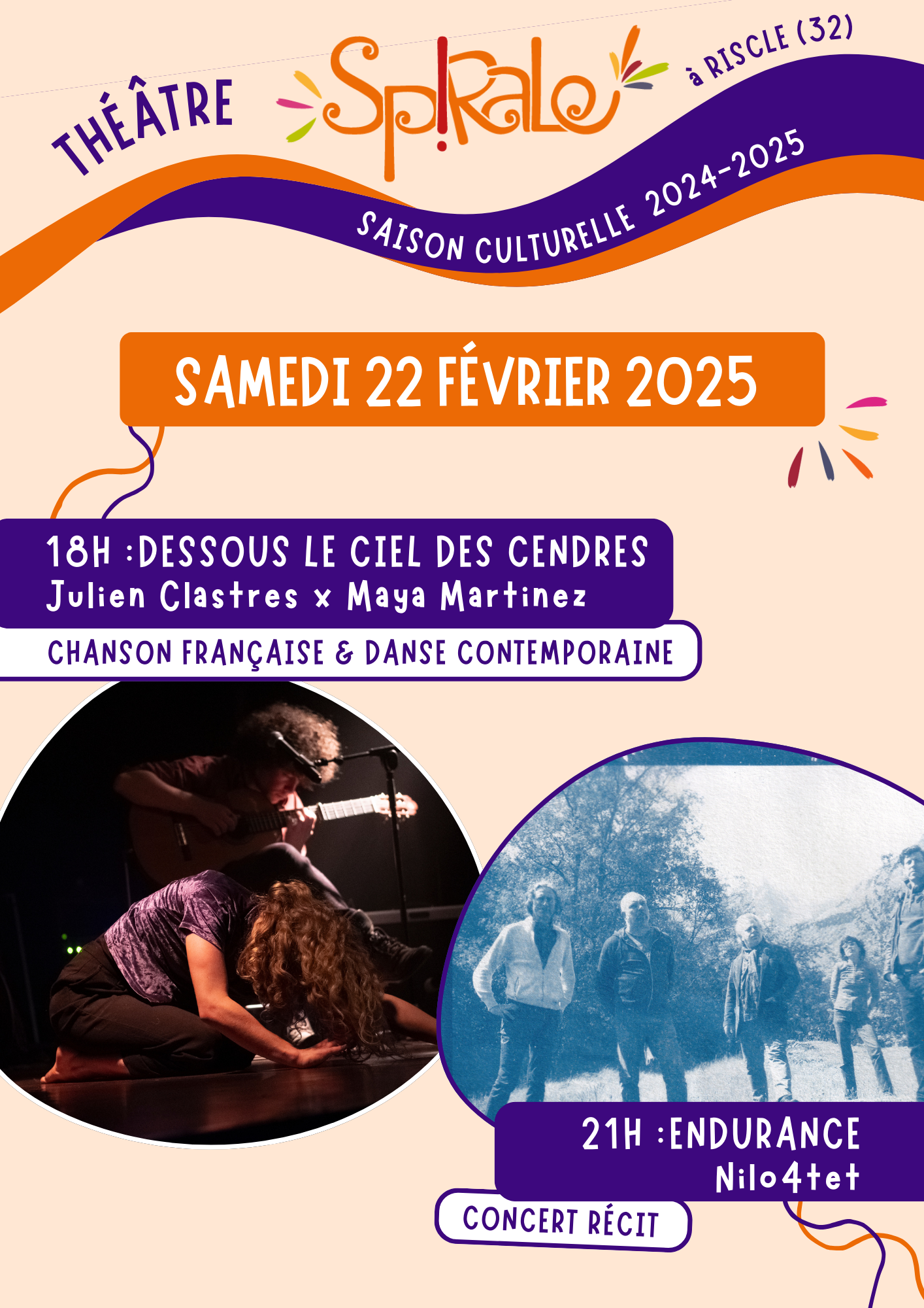 Samedi 22 février au Théâtre Spirale // chanson et danse, repas & concert-récit