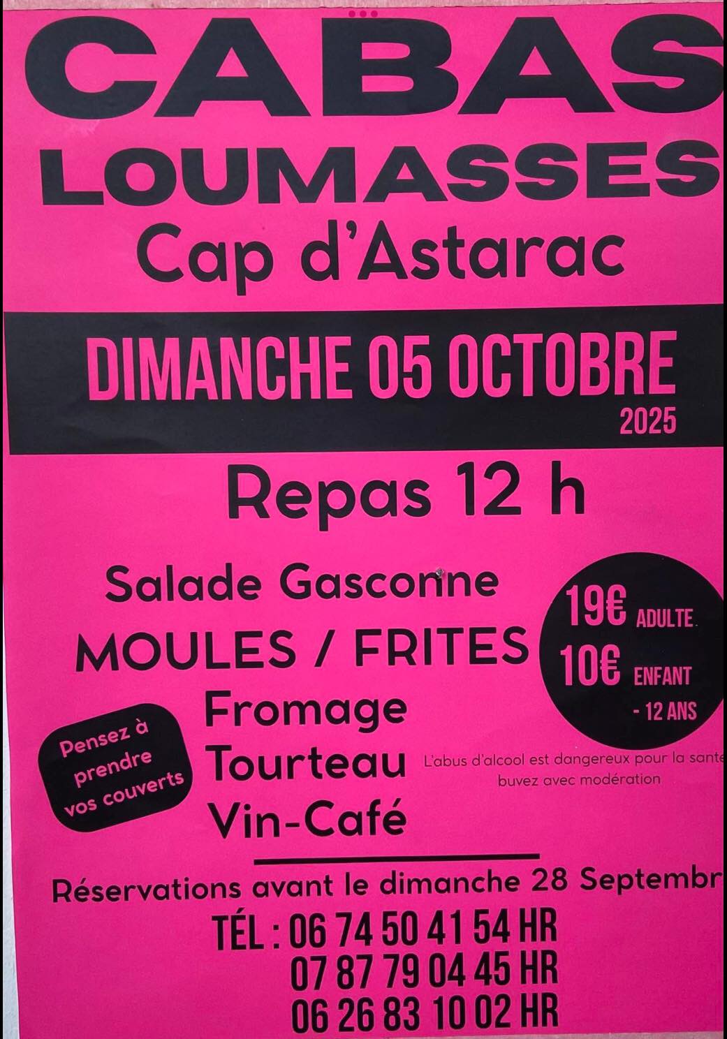 Dim 5 oct- Repas Moules-Frites-Cabas-Loumassès-Cap d’Astarac
