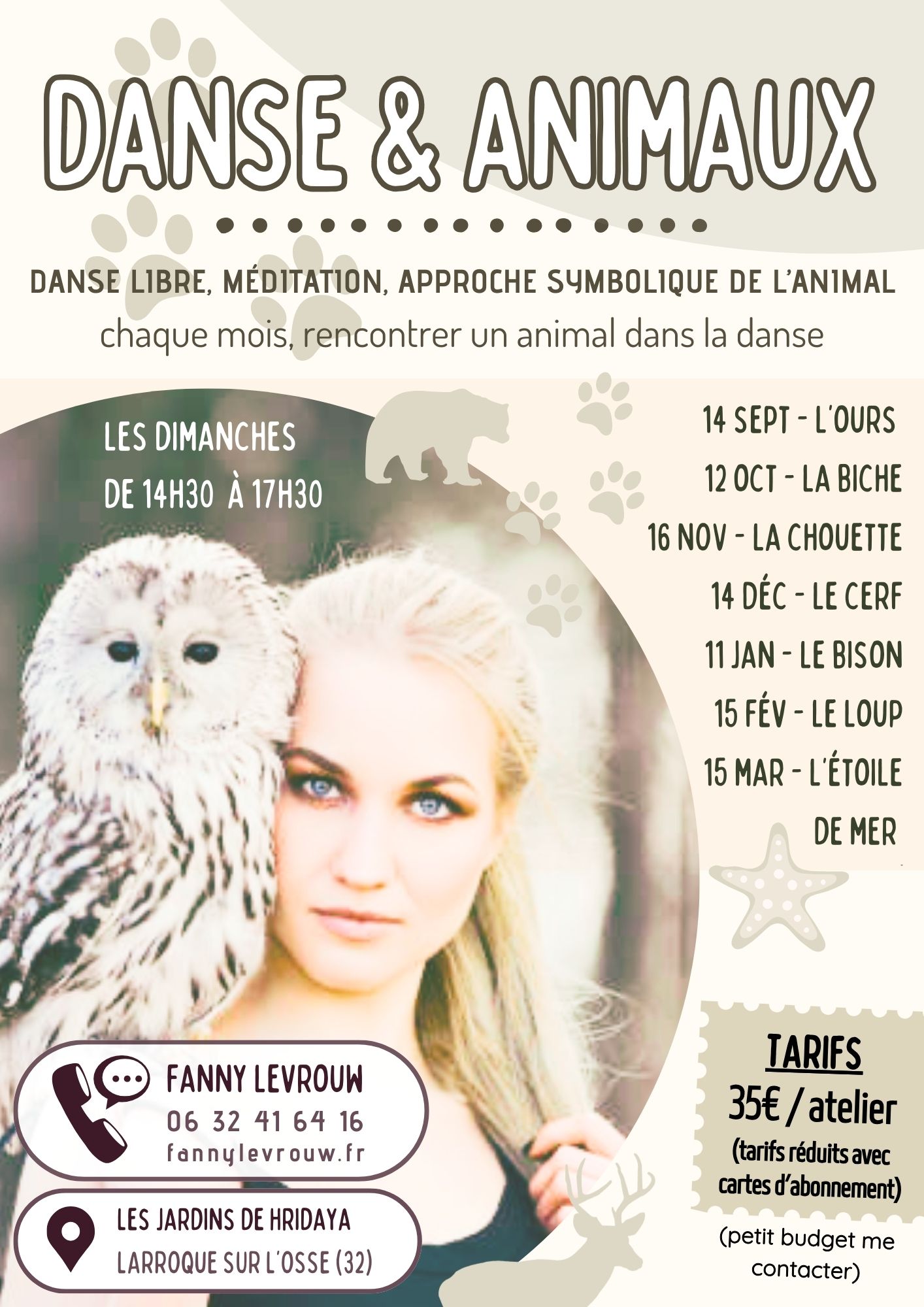 DANSE & ANIMAUX (l’Etoile de mer) – danse libre, méditation & approche symbolique