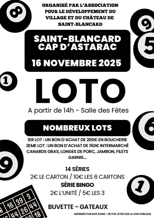 St-Blancard-Cap d’Astarac-Organisation d’un Loto