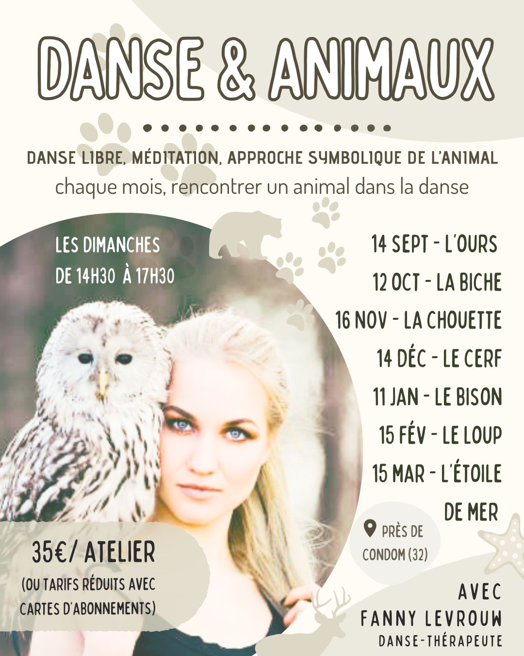 DANSE & ANIMAUX (la Chouette) – danse libre, méditation & approche symbolique