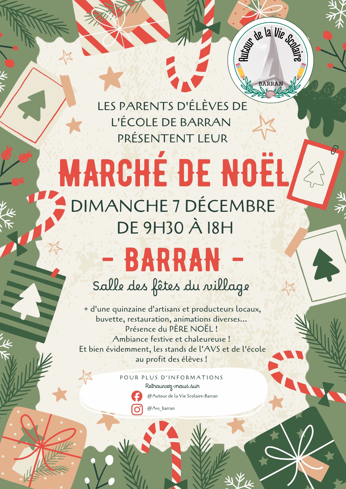 Marché de Noël au profit de l’école Barran