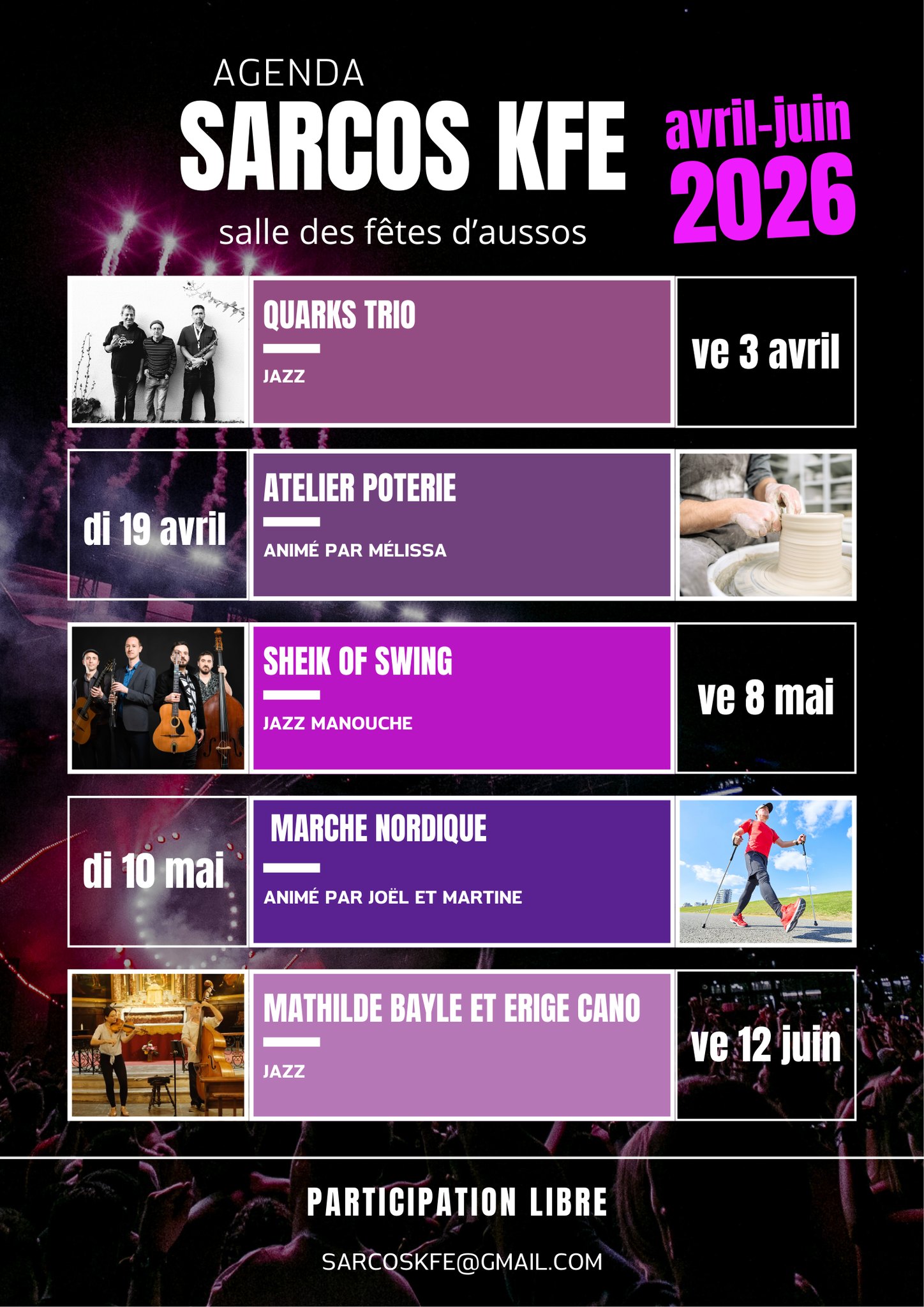 Sarcos-Cap d’Astarac-Programme du printemps