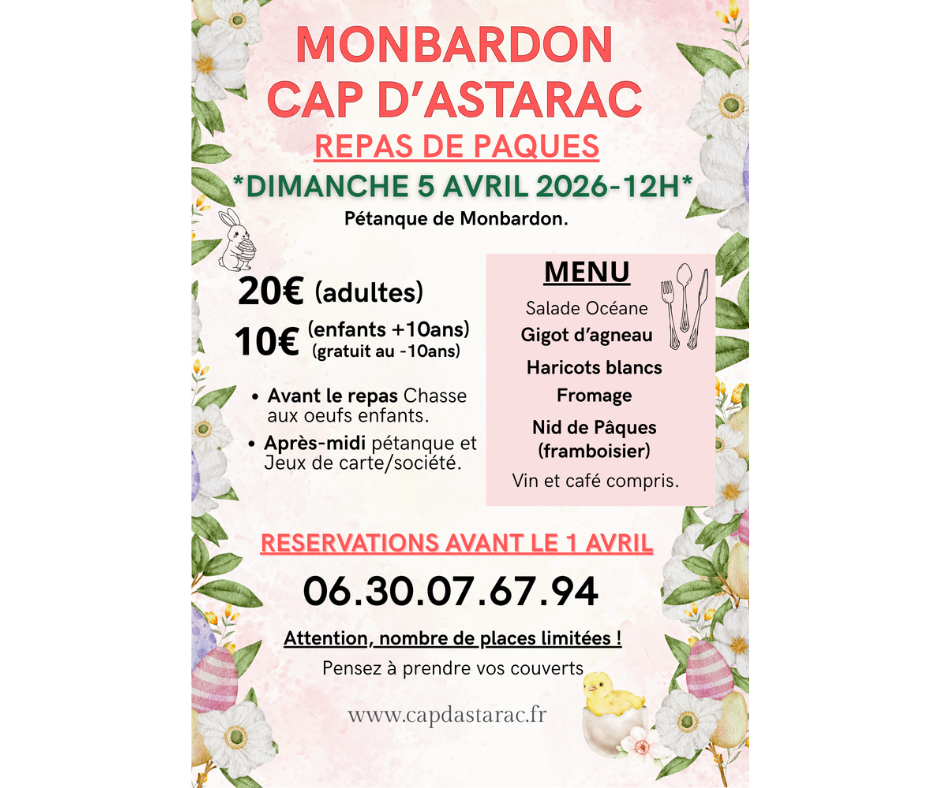 Monbardon- Cap d’Astarac : Repas de Pâques de la Pétanque