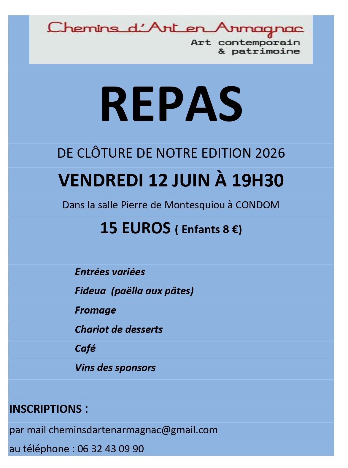 Repas de clôture de l&rsquo;édition 2026 des Chemins d&rsquo;Art en Armagnac