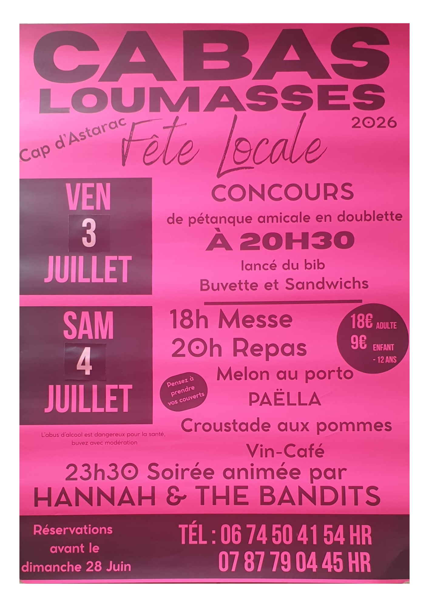 Cabas-Loumassès-Fête Locale du 3 au 4 juillet 2026